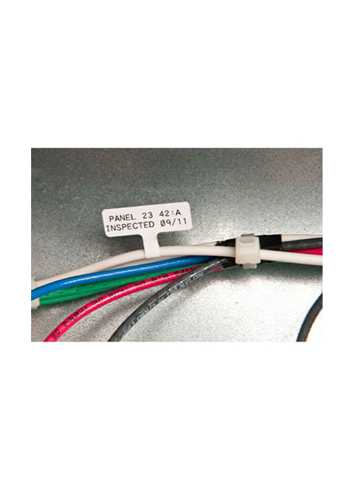 Brady - Black on White Fiber-Optic Flag labels