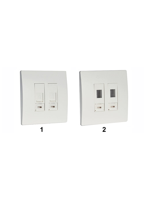 DATWYLER RJ-45 Flat Face Plate Double Port Empty White