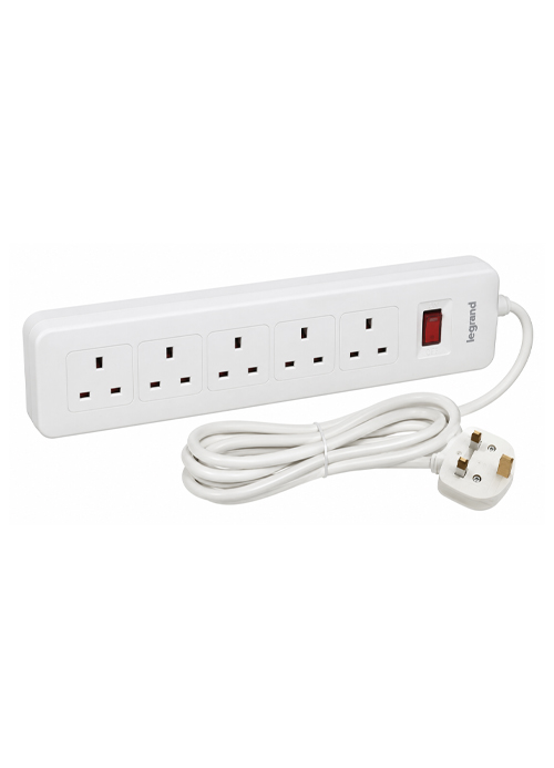 LEGRAND - 698525 British Standard Multi-Outlet Extension – 5x2P+E, 3m Cord