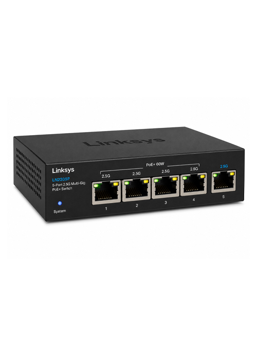 Linksys - LN2305P 5-Port 2.5G Multi-Gig Unmanaged PoE+ Switch – 60W PoE Budget