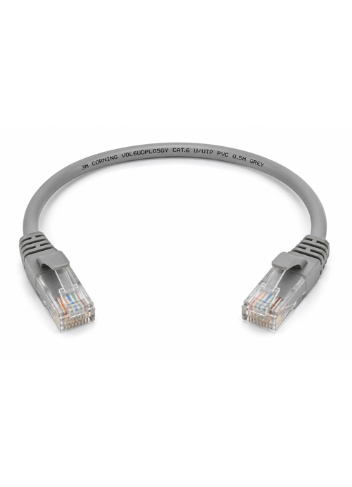 3M – Corning VOL6UDPL05GY Cat6 U/UTP PVC Grey Patch Cord – 0.5m