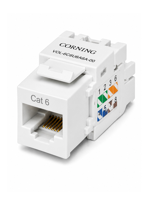 Corning - VOLOCK6UHV Cat6 UTP RJ45 Jack – 3 Entry White Module