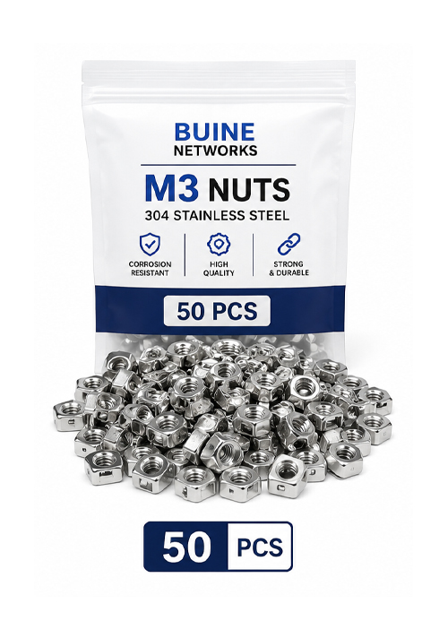 BUINE NETWORKS - M3 Stainless Steel Cage Nut Set – 50 Pieces