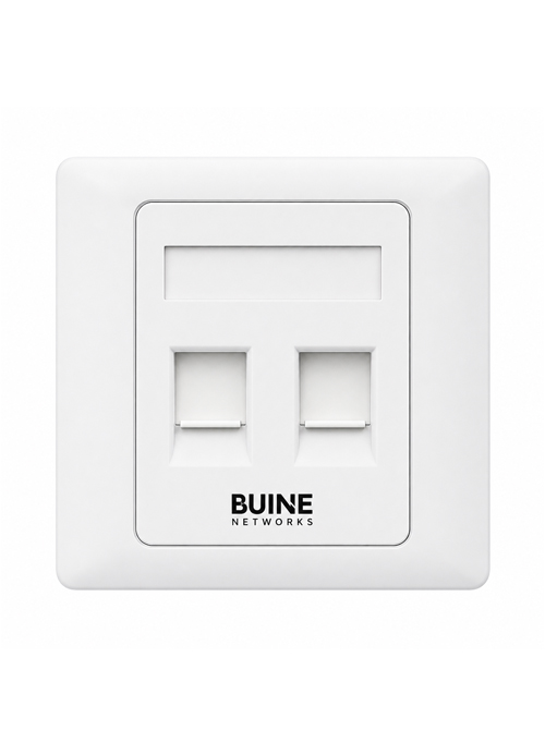 BUINE NETWORKS - 2- Port UK Type Face Plate, Shuttered, White