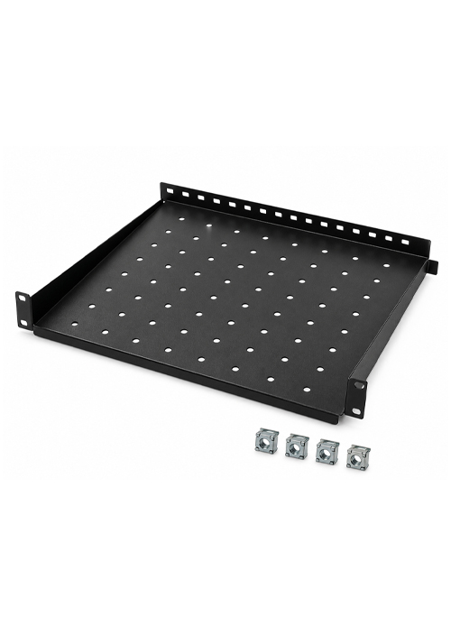 CABCOMM - 19" Fixed Shelf, 600mm Depth, Perforated Steel Design