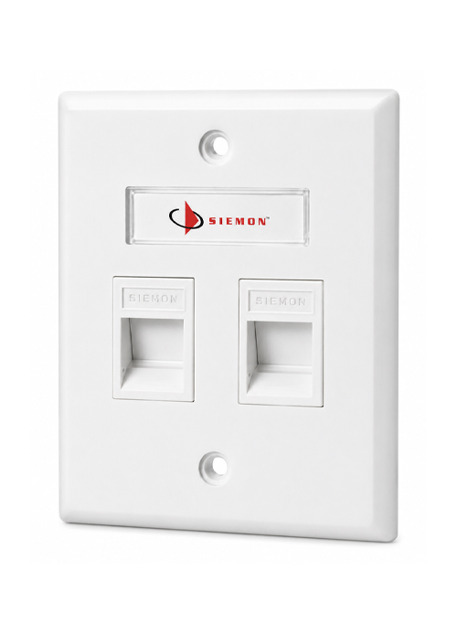 SIEMON - MAX British Single-Gang 2 Port Faceplate, White