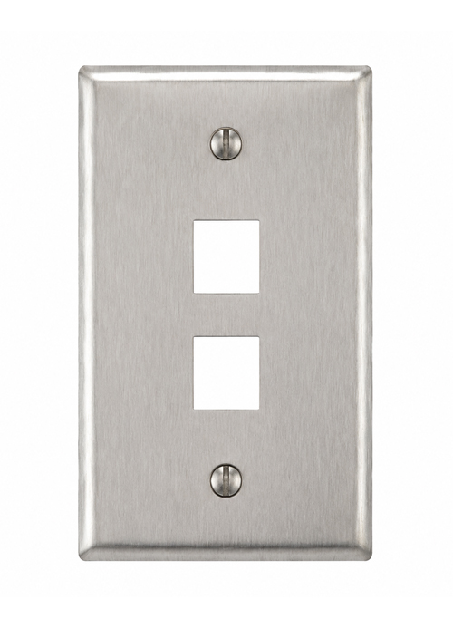 HUBBELL - Stainless Steel Faceplate, Single-Gang, 2-Port Keystone Wall Plate