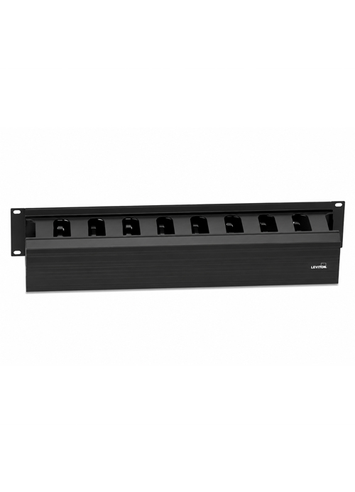 LEVITON - 492RU-HFO VERSI-DUCT® Horizontal Cable Manager – 2RU, 3" × 3", Front Only, Black