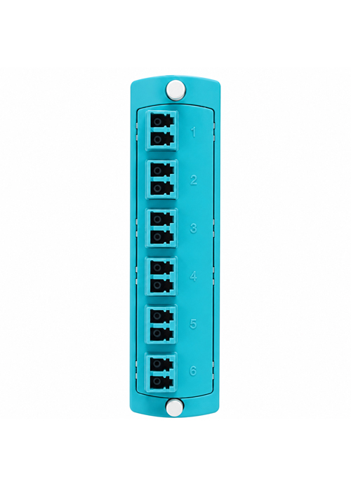 LEVITON - 5F100-127 – SDX Precision Molded Fiber Adapter Plate, Duplex LC, 12 Fibers, Aqua