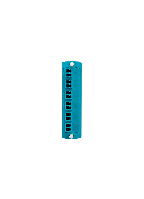 LEVITON - SDX Adapter Plate – 12 LC Duplex Ports, OM3/OM4 Multimode, Aqua, Zirconia Sleeves