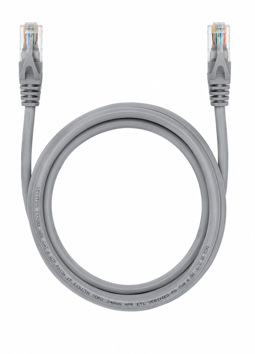 LEVITON - eXtreme® CAT 6 UTP Molded Boot Patch Cord, 10 ft (3 m), Gray