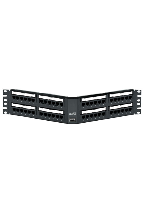 LEVITON 48-Port Panel 110-Mod 8W8P, T568A/B Cat6 Extreme 6+, Angled.