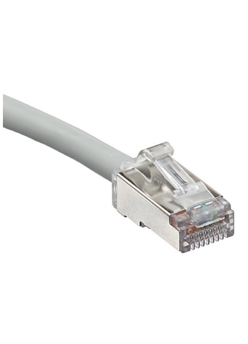 LEVITON - 10G Plus 2m Stranded 4 Pair RJ45 Blade Cord, Grey, LSZH, Clear Boots