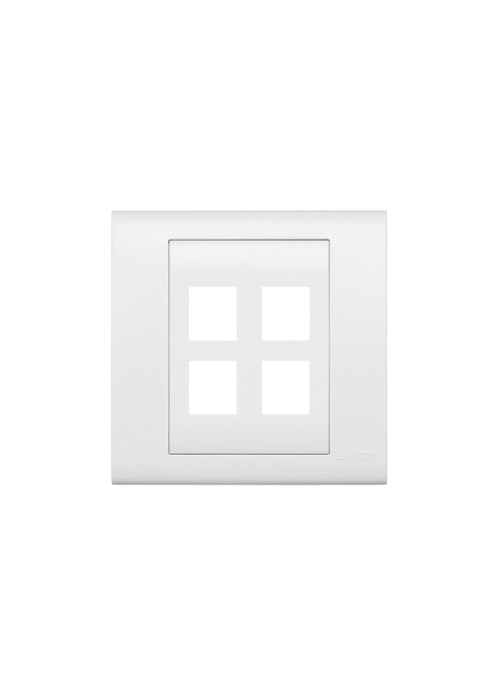 LEVITON - Excella Quickport Wallplate, with ID Window, 4-Port, White