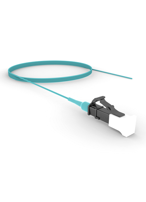 COMMSCOPE - OM4 LC/UPC to Unconnectorized, 0.9 mm Tight Buffer Simplex Fiber Pigtail, 3 FT.