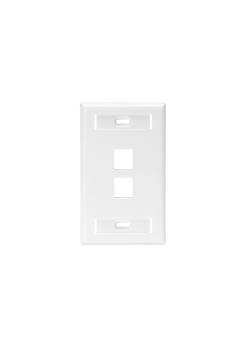 LEVITON Excella Quickport Wallplate, with ID Window, 2-Port, White.