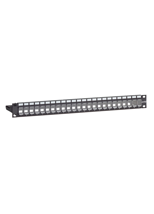 LEVITON - 1RU 24-Port Colored Insert Snap-in-Jack Patch Panel with Cable Manager, Black