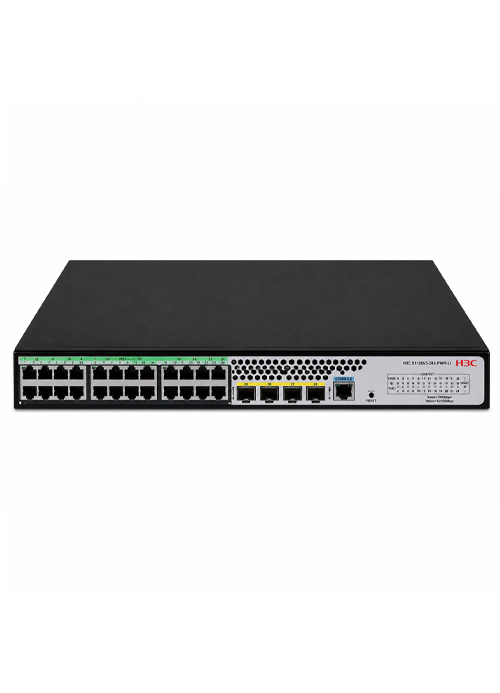 H3C - S5120V3-28S-PWR-LI L2 Ethernet Switch with 24*10/100/1000Base-T POE+ Ports (AC 185W) and 4*10GBase-X Ports, (AC)
