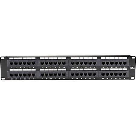 Leviton T568B-H48 – 48-Port Cat 5e Patch Panel, 2RU, T568B Wiring, Black