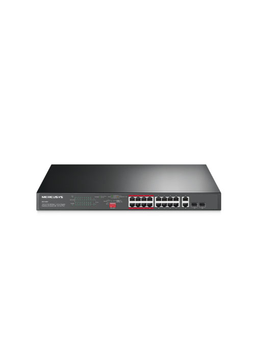 MERCUSYS - 16-Port 10/100Mbps + 2-Port Gigabit Rackmount Switch with 16-Port PoE+